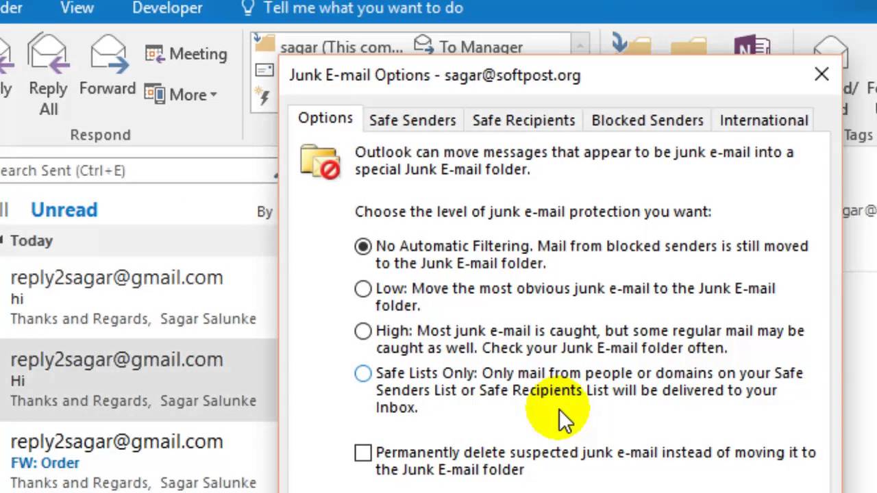 block an email address in outlook for mac